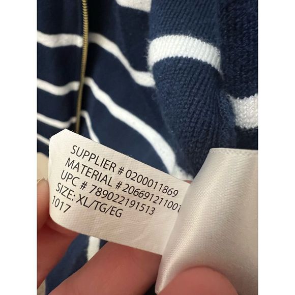 Chaps Striped Navy Blue and White Moto Jacket - Picture 5 of 7